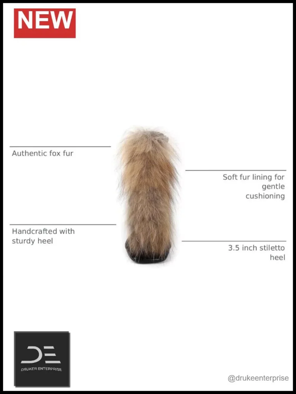 Genuine Fox Fur Stiletto High Heeled Sandals Open Toe Gladiator Furry Fluffy